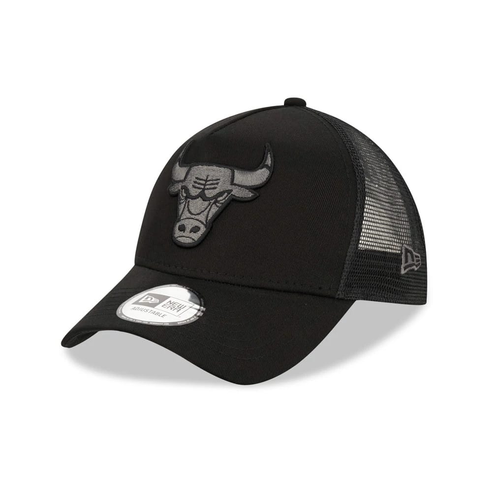 Chicago Bulls Tonal Black A-Frame Trucker Cap-kentox
