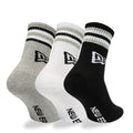 New Era Retro Stripe 3 Pack Crew Black, Grey and White Socks-kentox