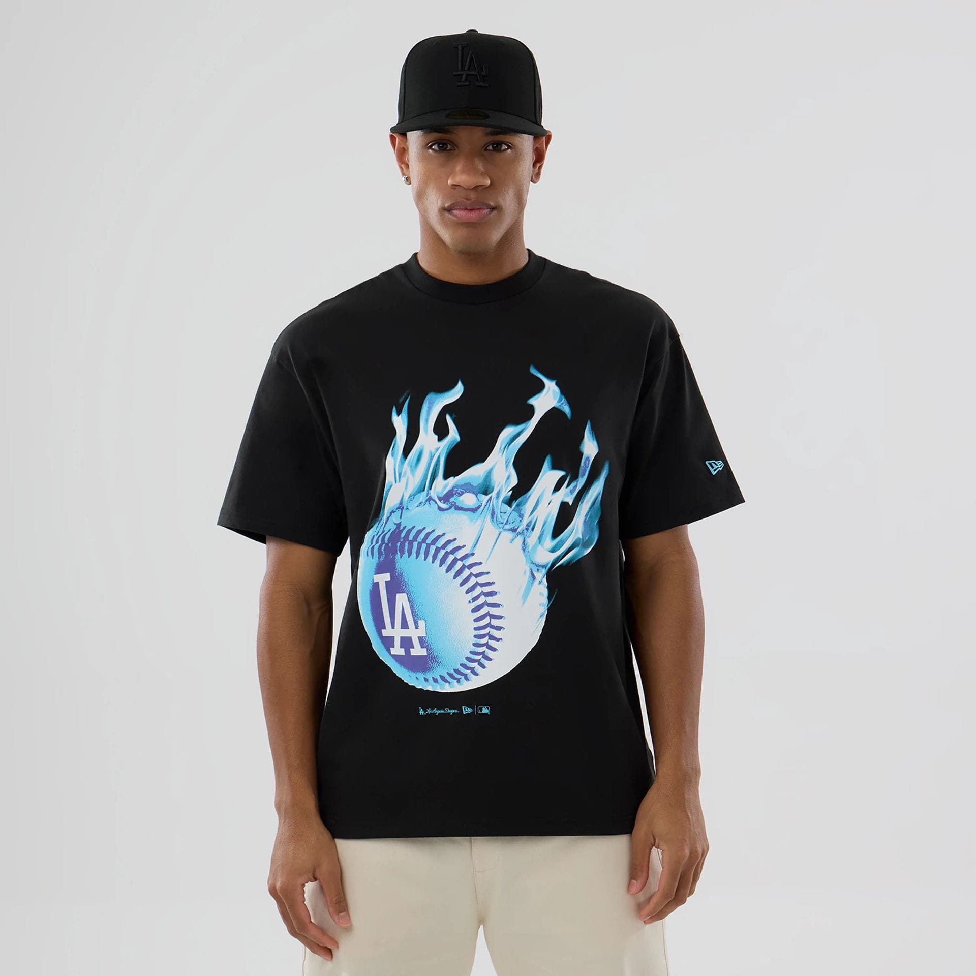 LA Dodgers MLB On Fire Black Oversized T-Shirt-kentox