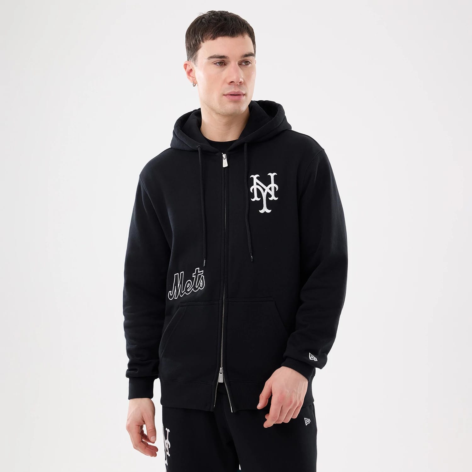 New York Mets MLB Comfort Black 2 Way Full Zip Hoodie-kentox