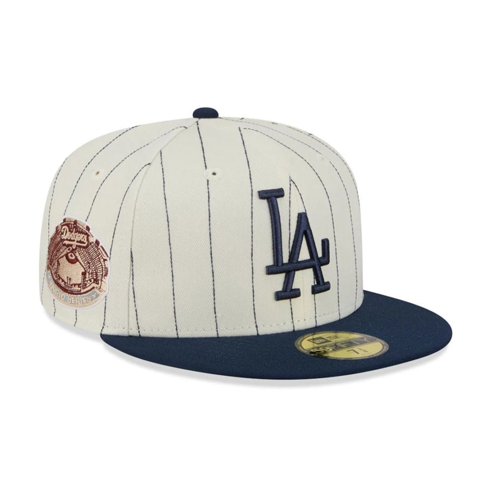 LA Dodgers MLB Stripes Cream 59FIFTY Fitted Cap-kentox