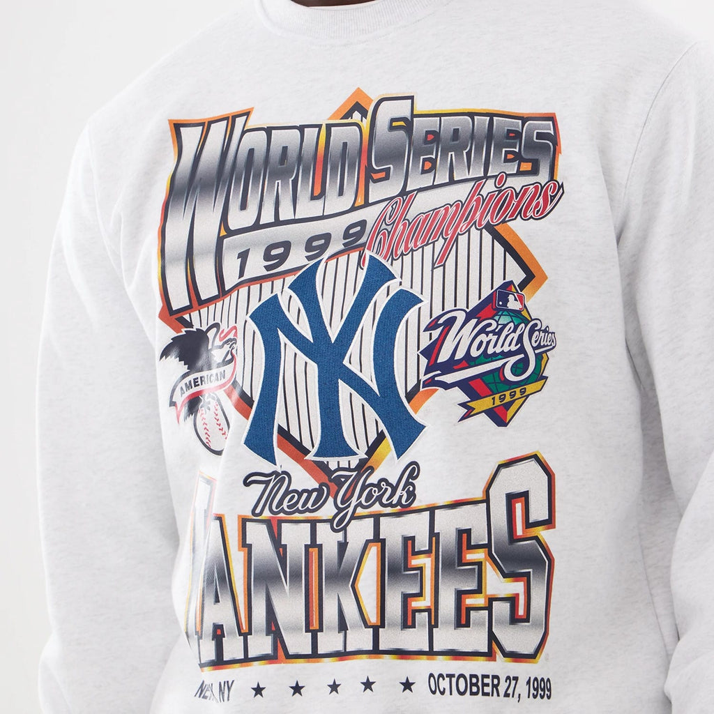 New York Yankees MLB Retro White Oversized Crew Neck Sweater-kentox