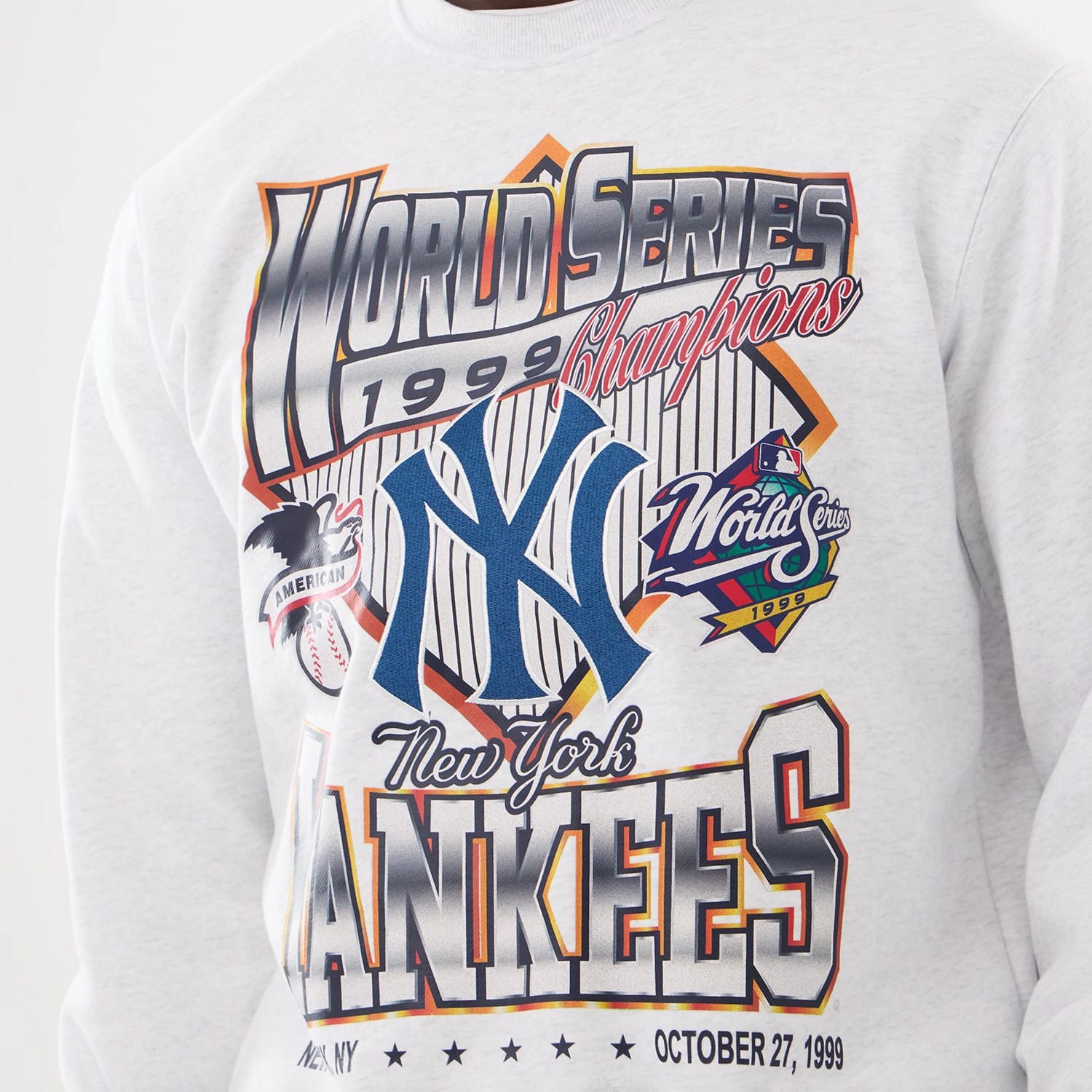 New York Yankees MLB Retro White Oversized Crew Neck Sweater-kentox
