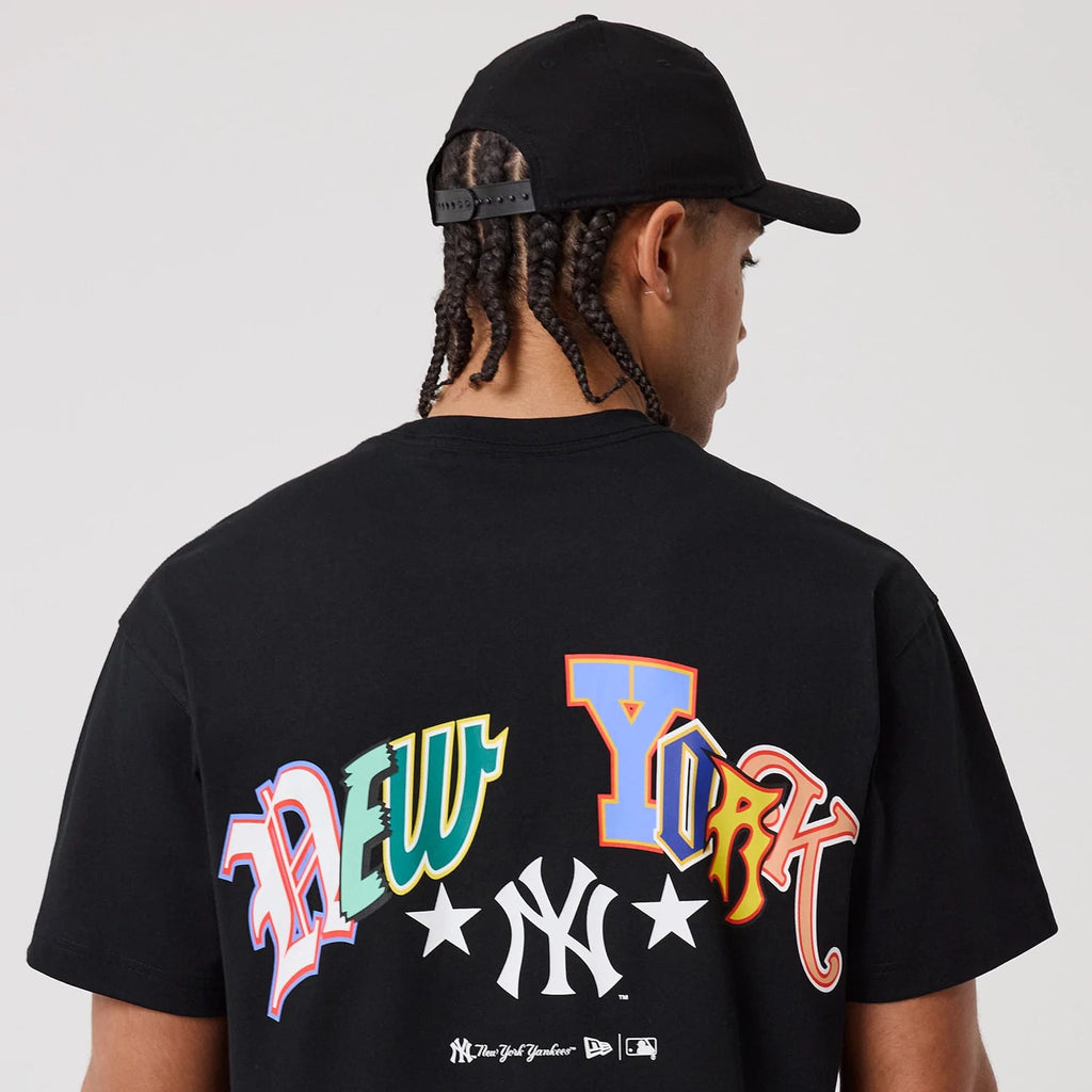 New York Yankees MLB Word Art Black T-Shirt-kentox