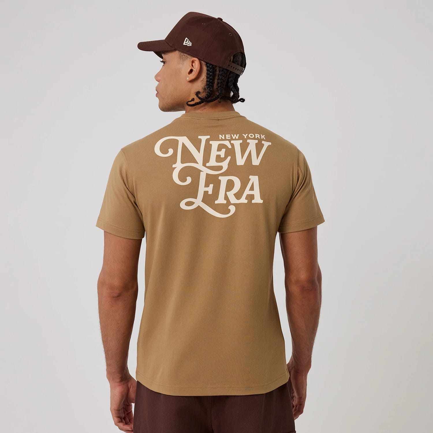 New Era Script Graphic Beige T-Shirt-kentox