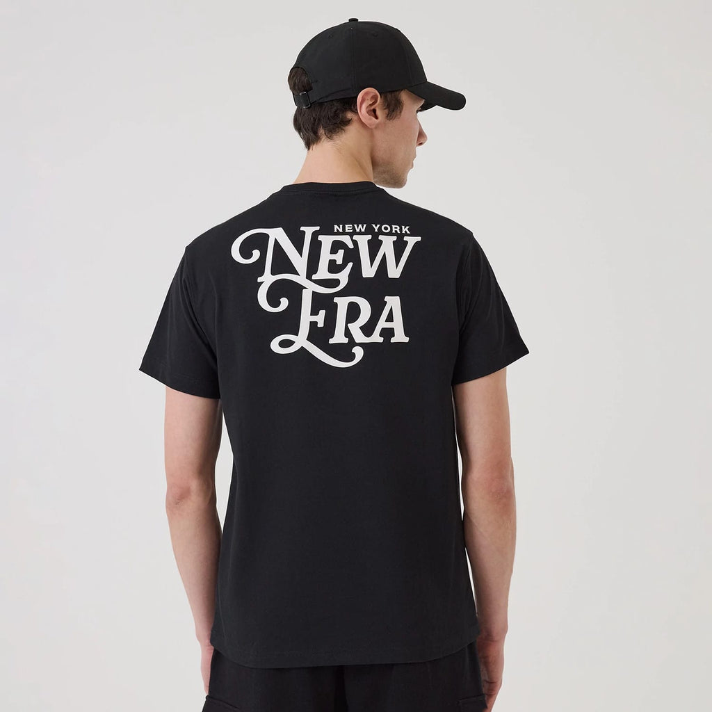 New Era Script Graphic Black T-Shirt-kentox