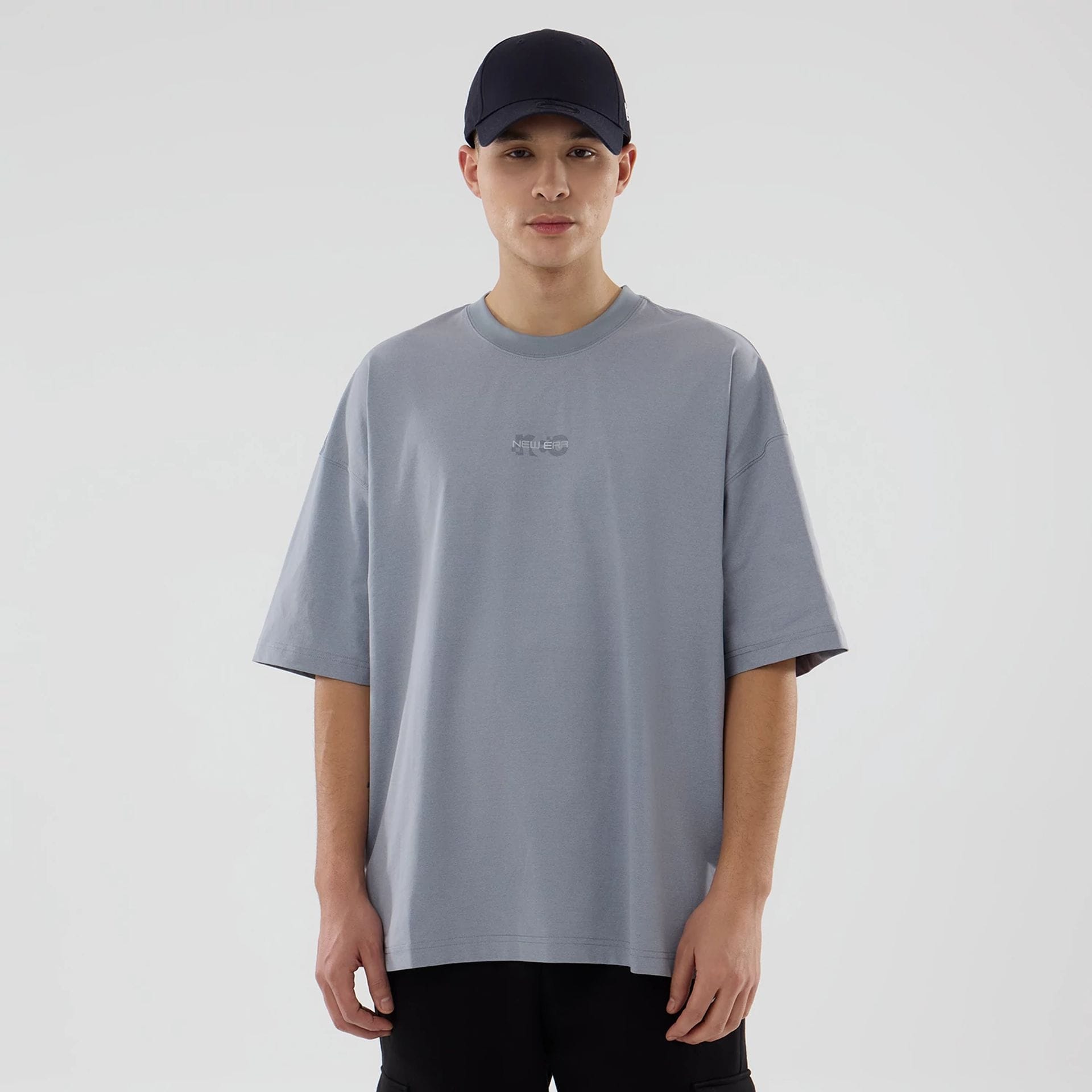New Era NEC Logo Grey Oversized T-Shirt-kentox