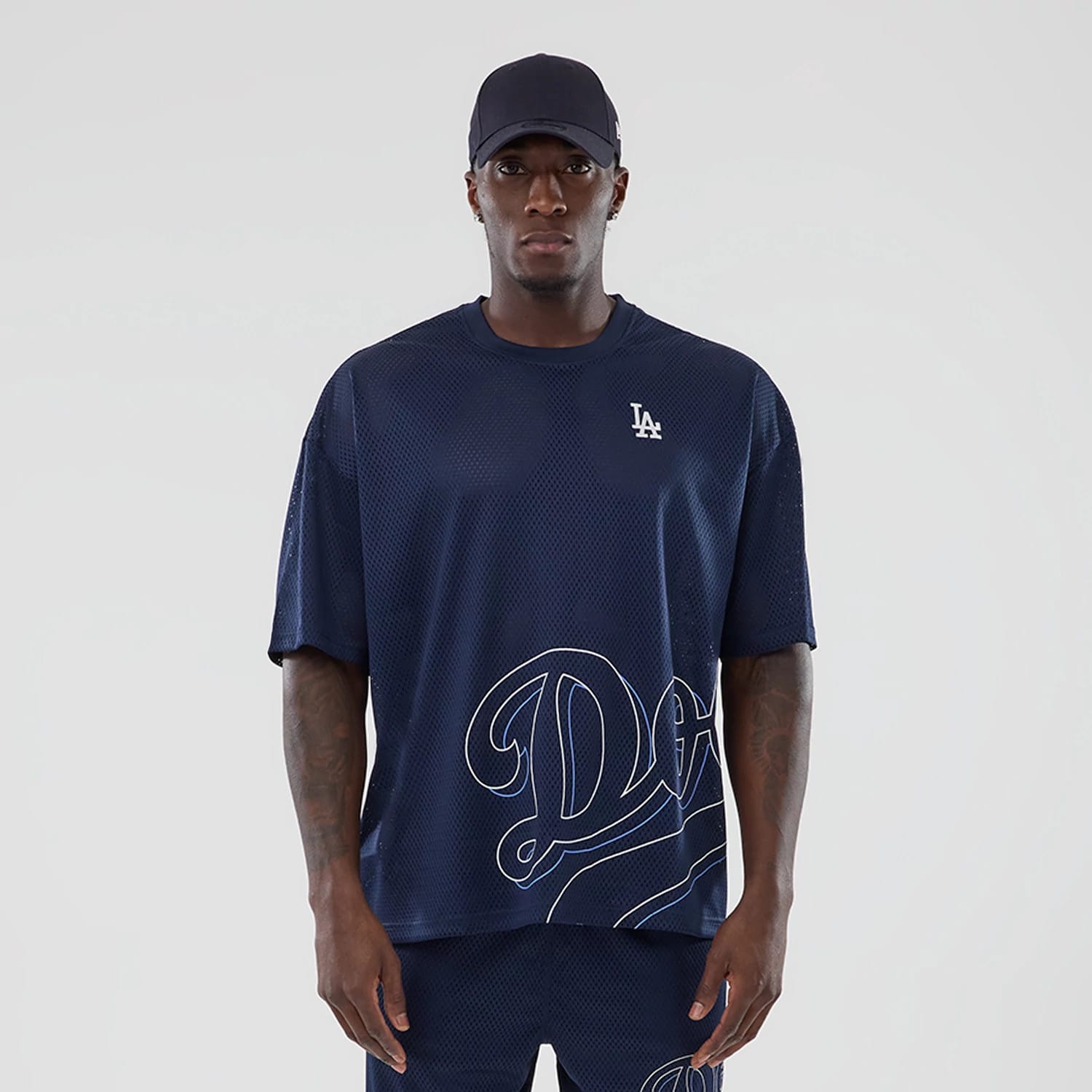 LA Dodgers MLB Mix League Blue Oversized Mesh T-Shirt-kentox