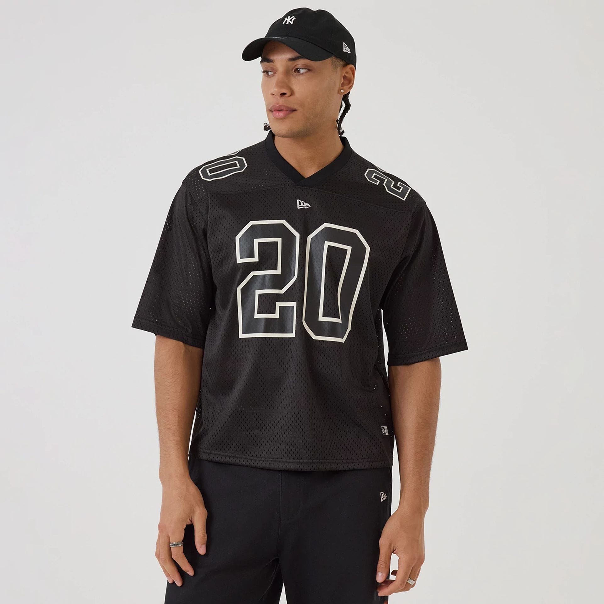 New Era Mesh Football Black Short Sleeve Shirt-kentox
