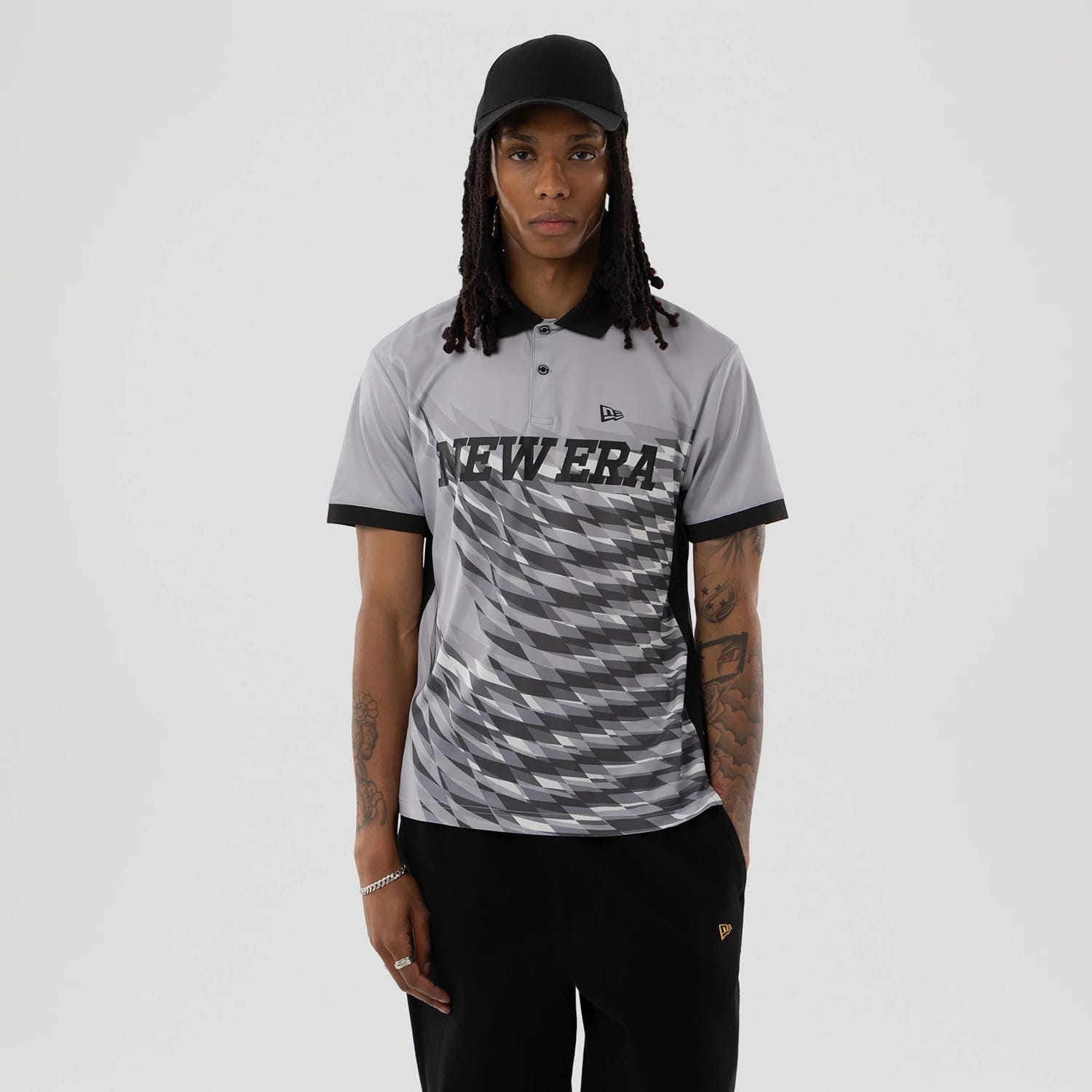 New Era Grid Grey Polo T-Shirt-kentox