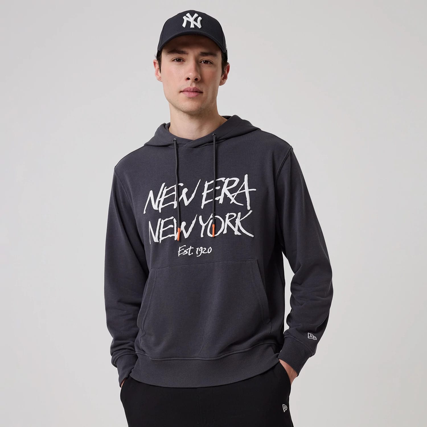 New Era New York Dark Grey Oversized Pullover Hoodie-kentox