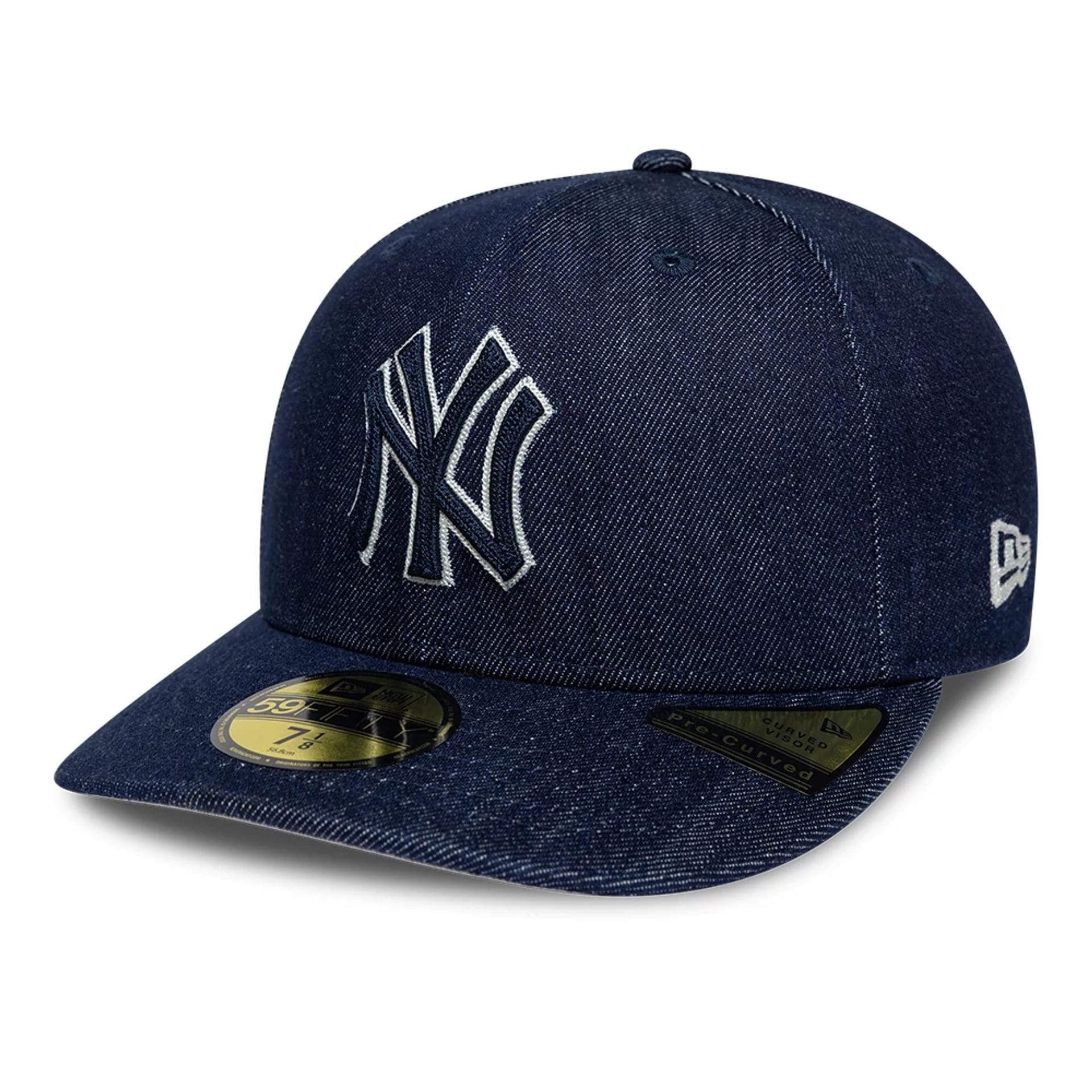 New York Yankees MLB Chain Stitch Denim Navy 59FIFTY Fitted Cap-kentox