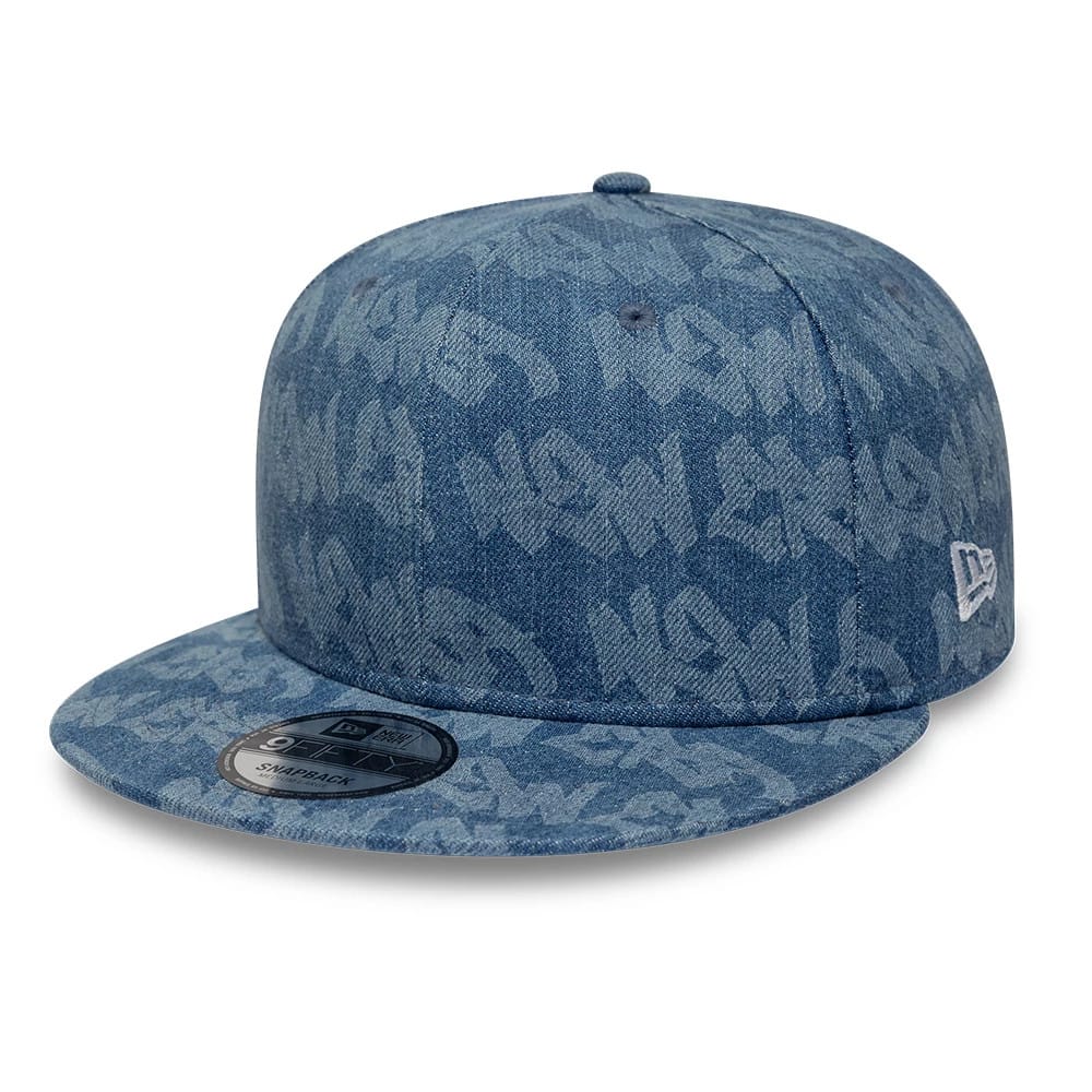 New Era Laser Burnout Washed Denim Navy 9FIFTY Snapback Adjustable Cap-kentox