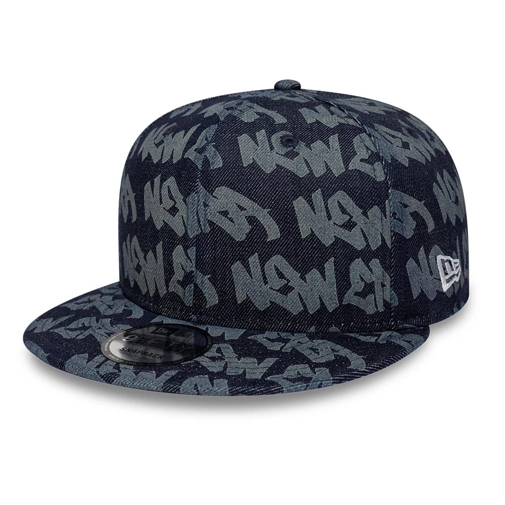New Era Laser Burnout Denim Navy 9FIFTY Snapback Adjustable Cap-kentox