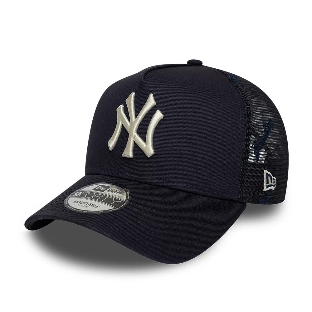 New York Yankees MLB Mesh Navy 9FORTY A-Frame Trucker Adjustable Cap-kentox