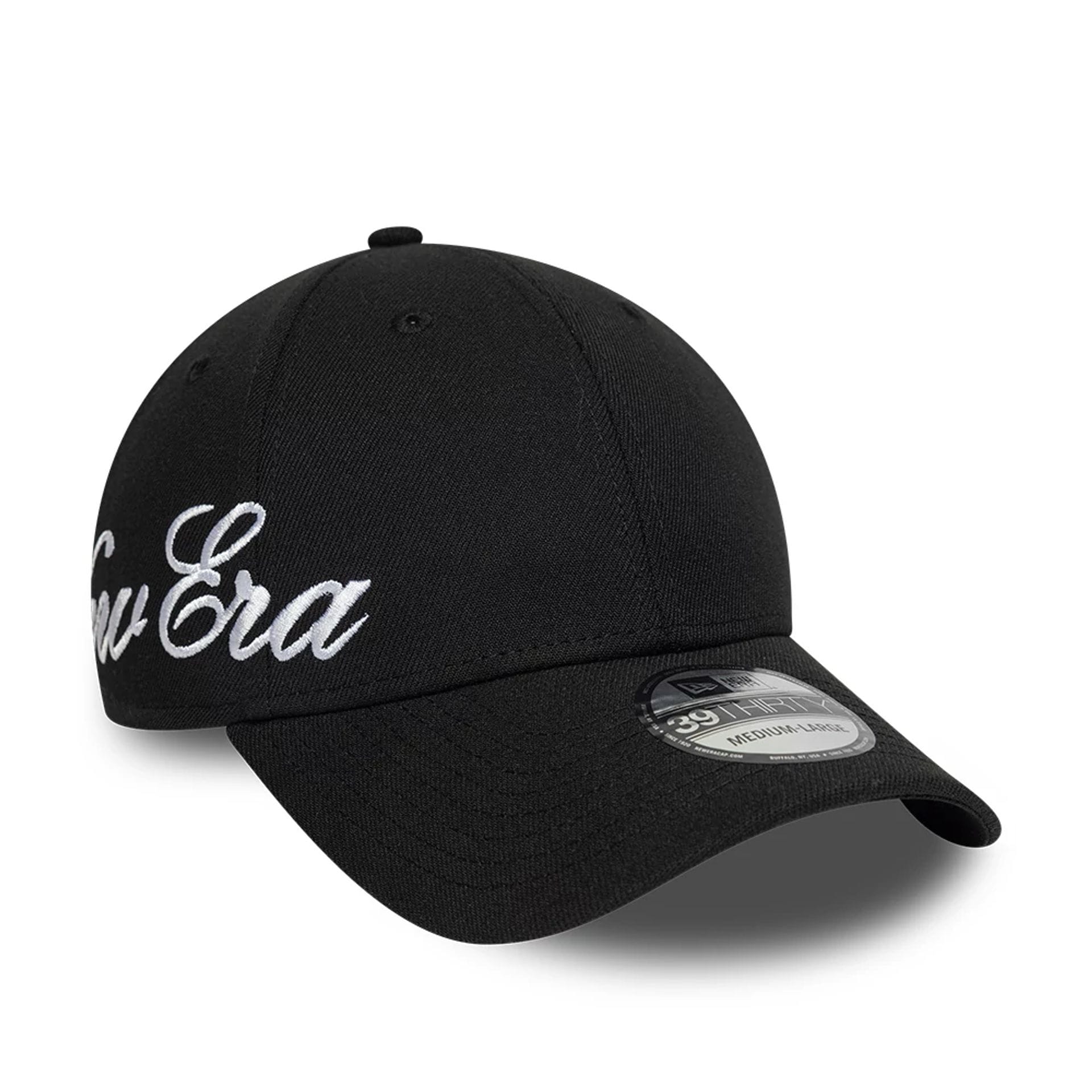New Era Big Script Black 39THIRTY Stretch Fit Cap-kentox