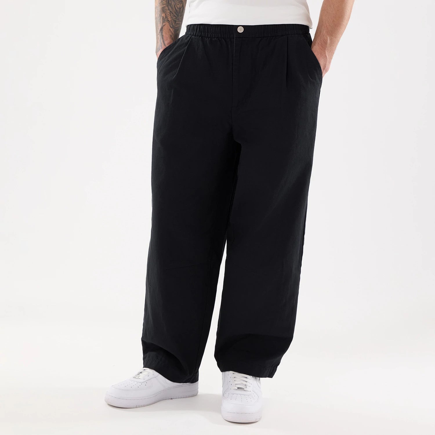 New Era Black Balloon Leg Trousers-kentox