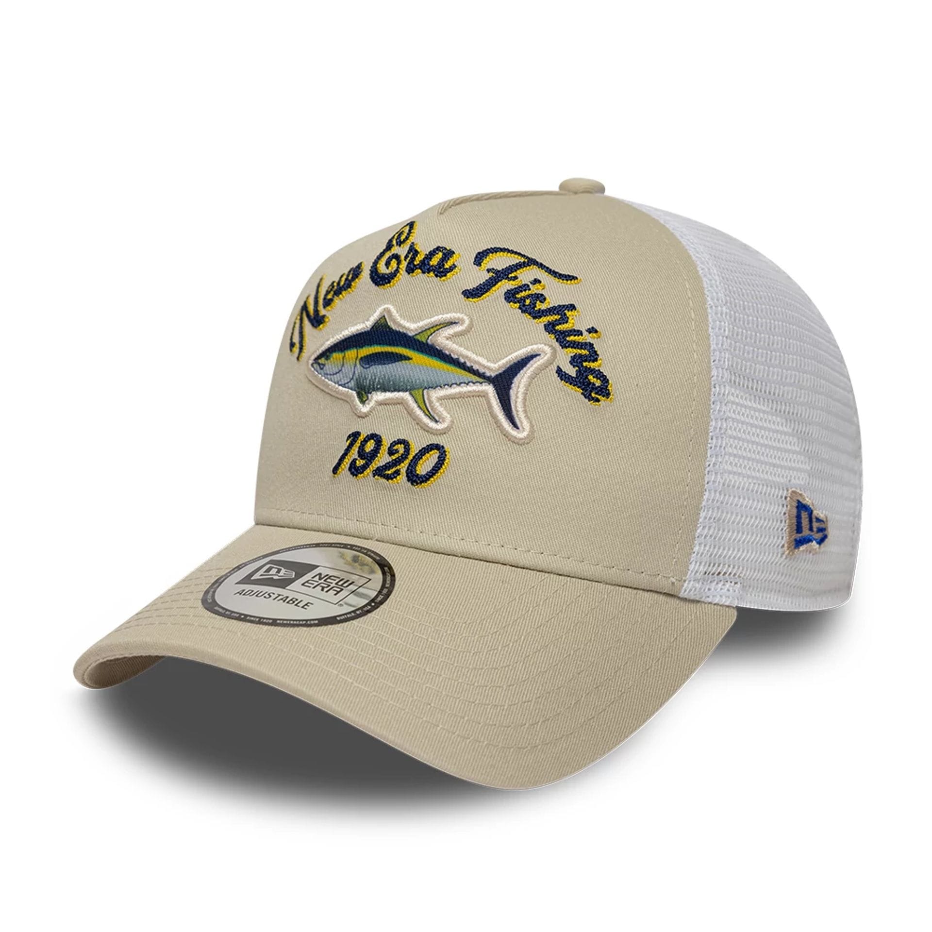 New Era Fishing Light Beige 9FORTY A-Frame Trucker Adjustable Cap-kentox