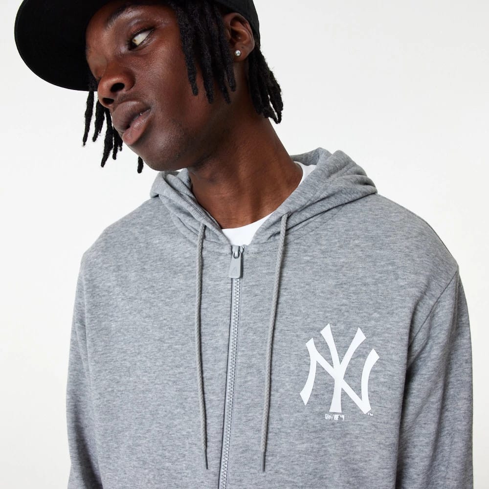 New York Yankees MLB Essential Grey Full Zip Hoodie-kentox