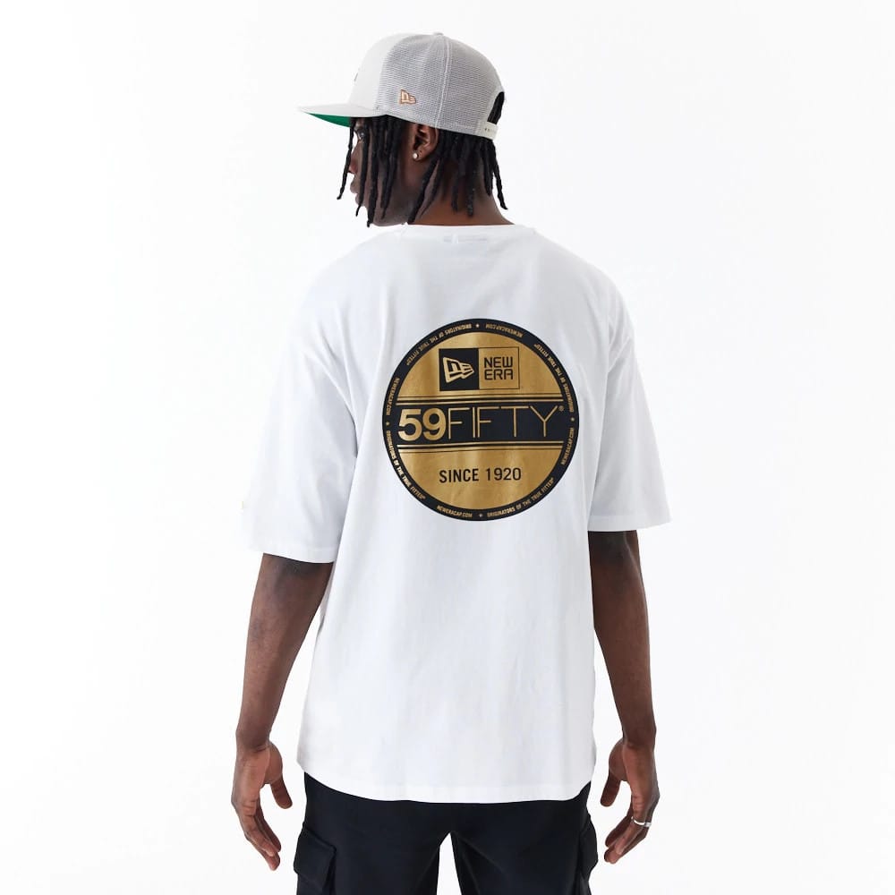 New Era Sticker White Oversized T-Shirt-kentox