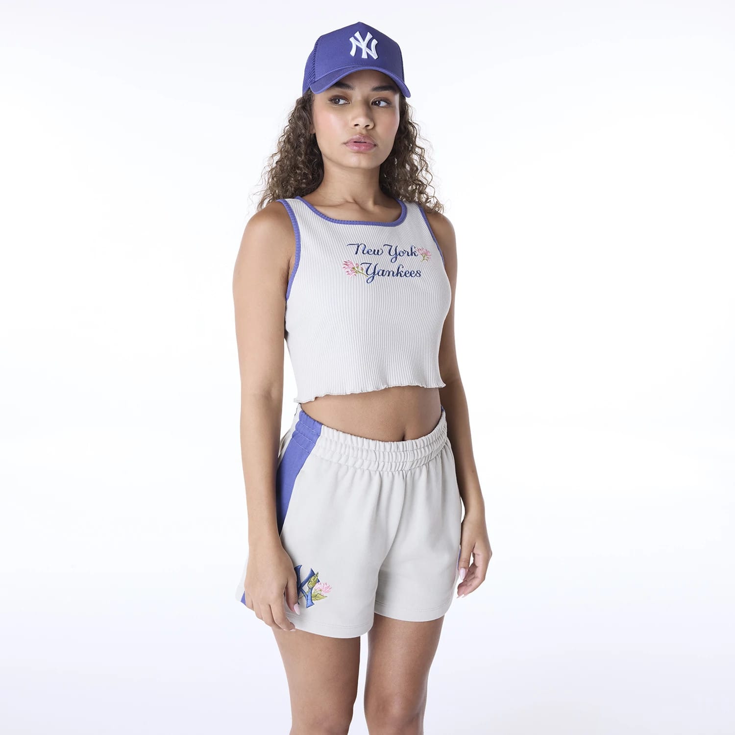 New York Yankees Womens MLB Floral Cream Vest-kentox