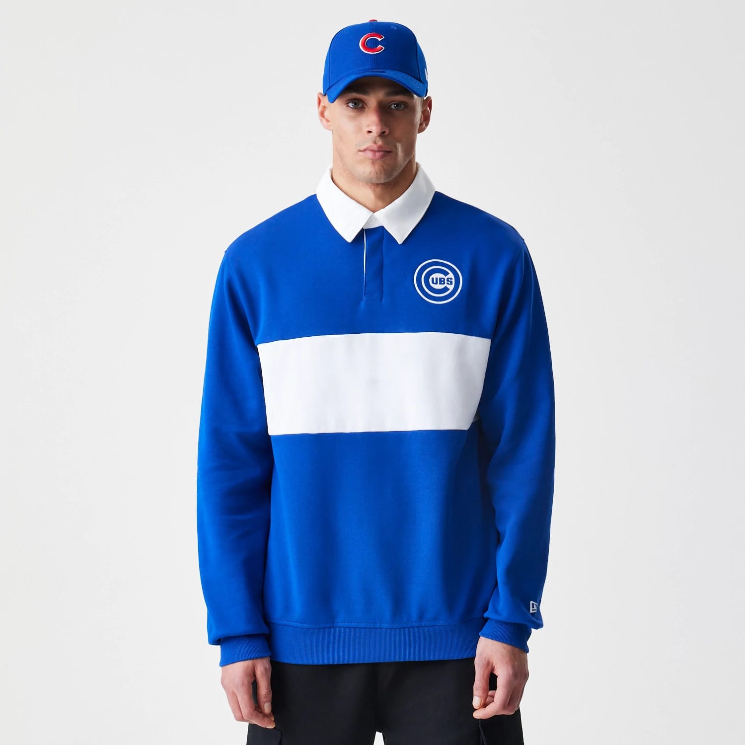 Chicago Cubs Throwback Prep Blue Long Sleeve Rugby Shirt-kentox