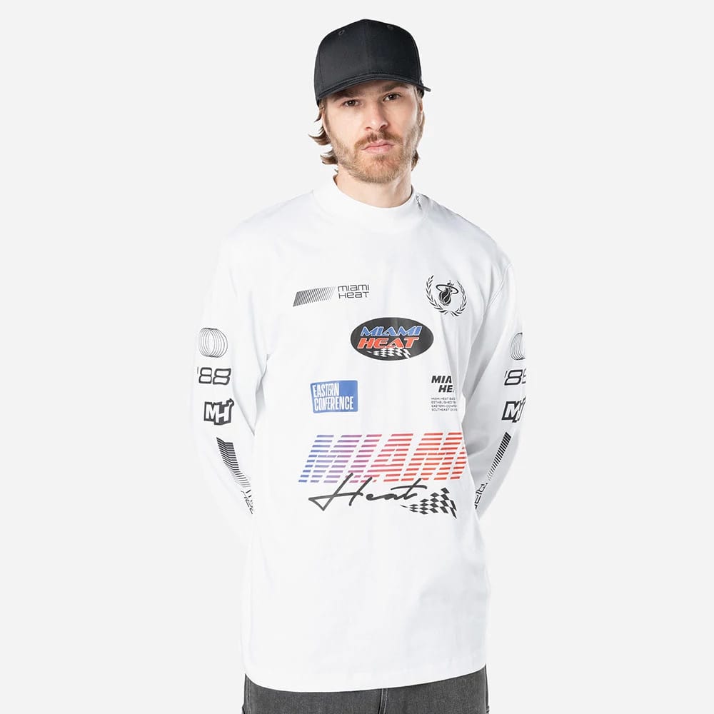 Miami Heat Modern Driver White Long Sleeve T-Shirt-kentox