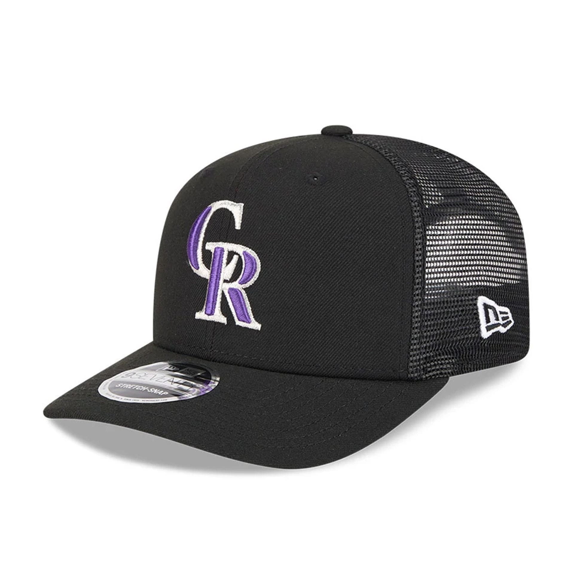 Colorado Rockies MLB Evergreen Black 9SEVENTY Stretch Snap Adjustable Cap-kentox