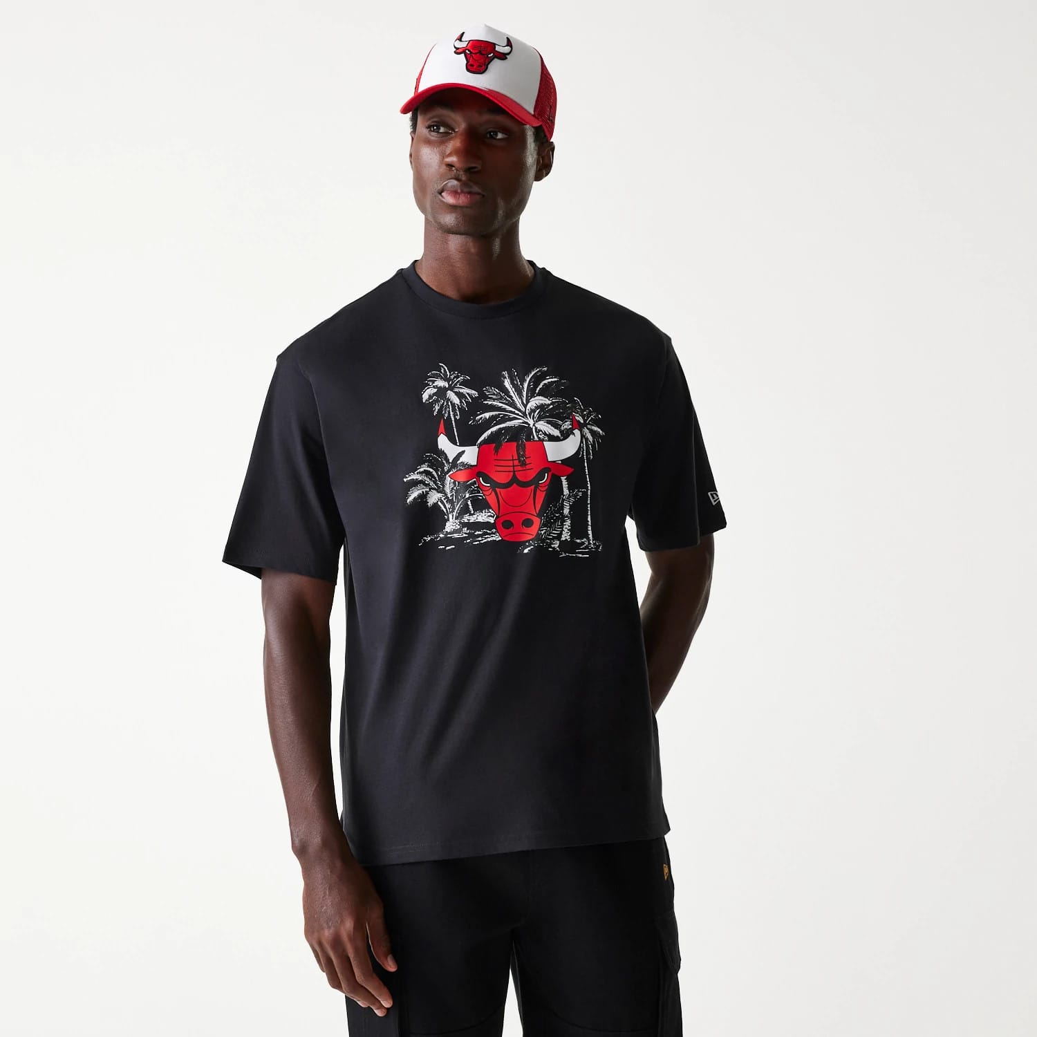 Chicago Bulls NBA Palm Tree Black Oversized T-Shirt-kentox