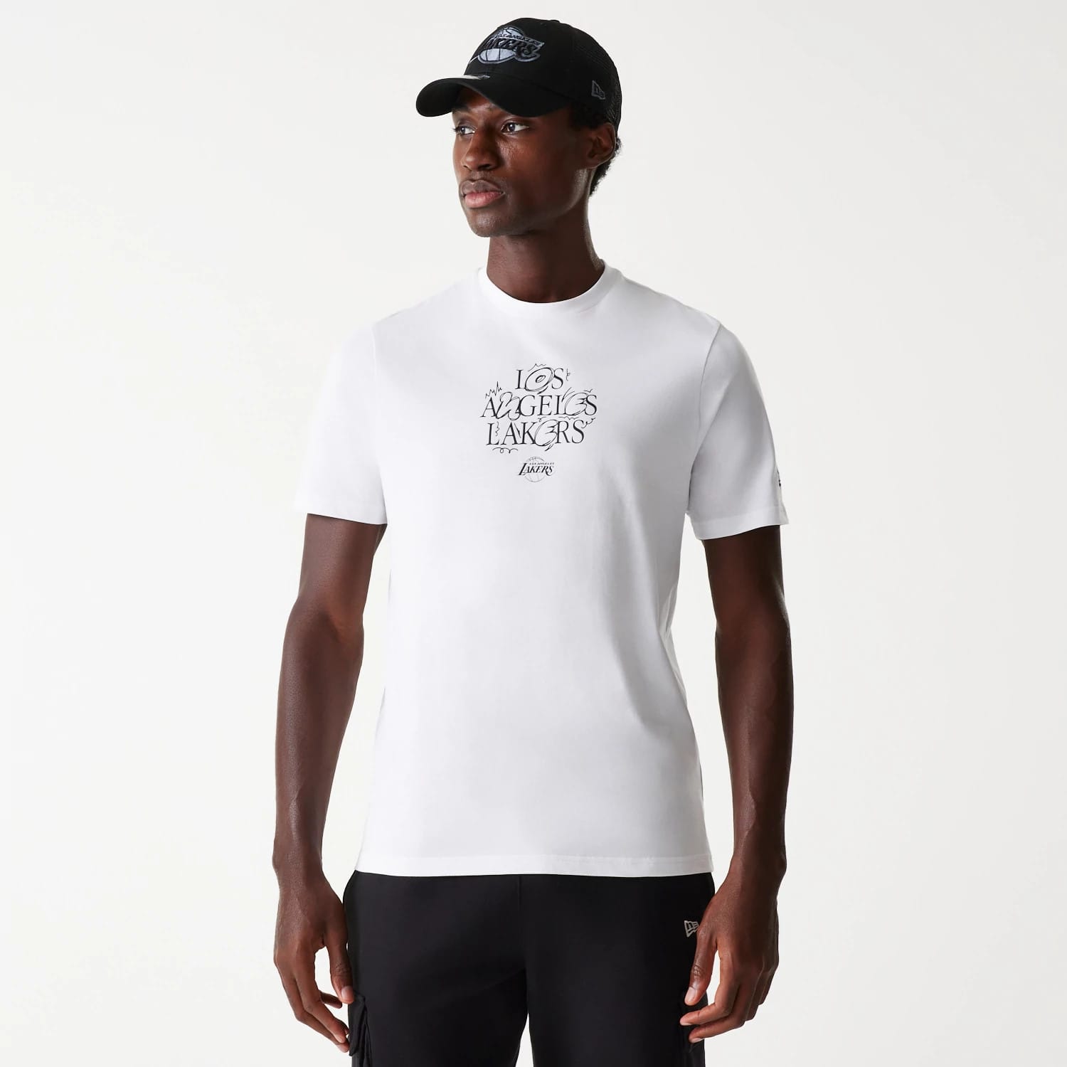 LA Lakers NBA Court Graphic White T-Shirt-kentox