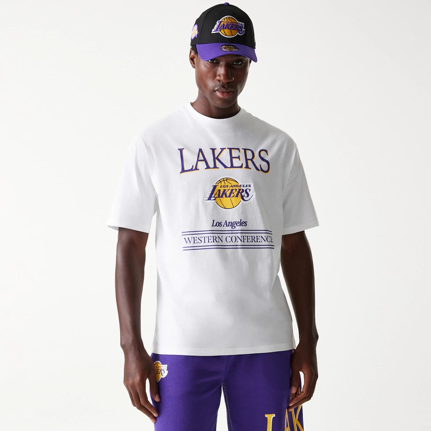 LA Lakers NBA Team Graphic White Oversized T-Shirt-kentox