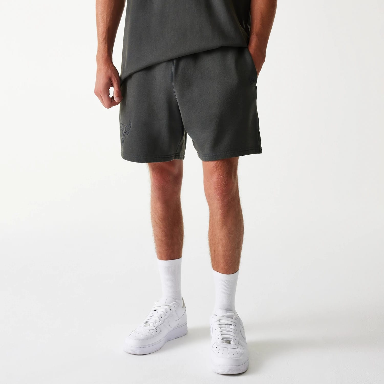 Chicago Bulls NBA Washed Grey Shorts-kentox
