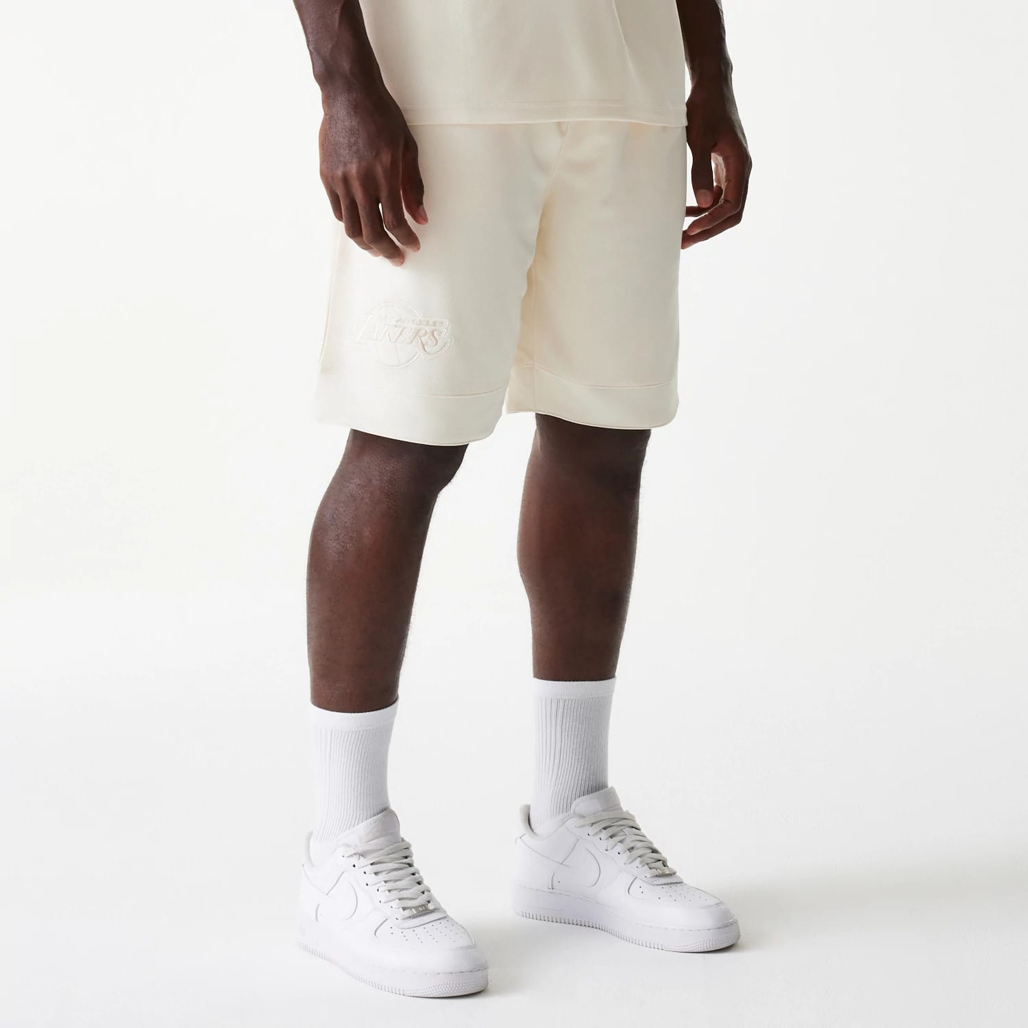 LA Lakers NBA Tonal Open White Mesh Shorts-kentox