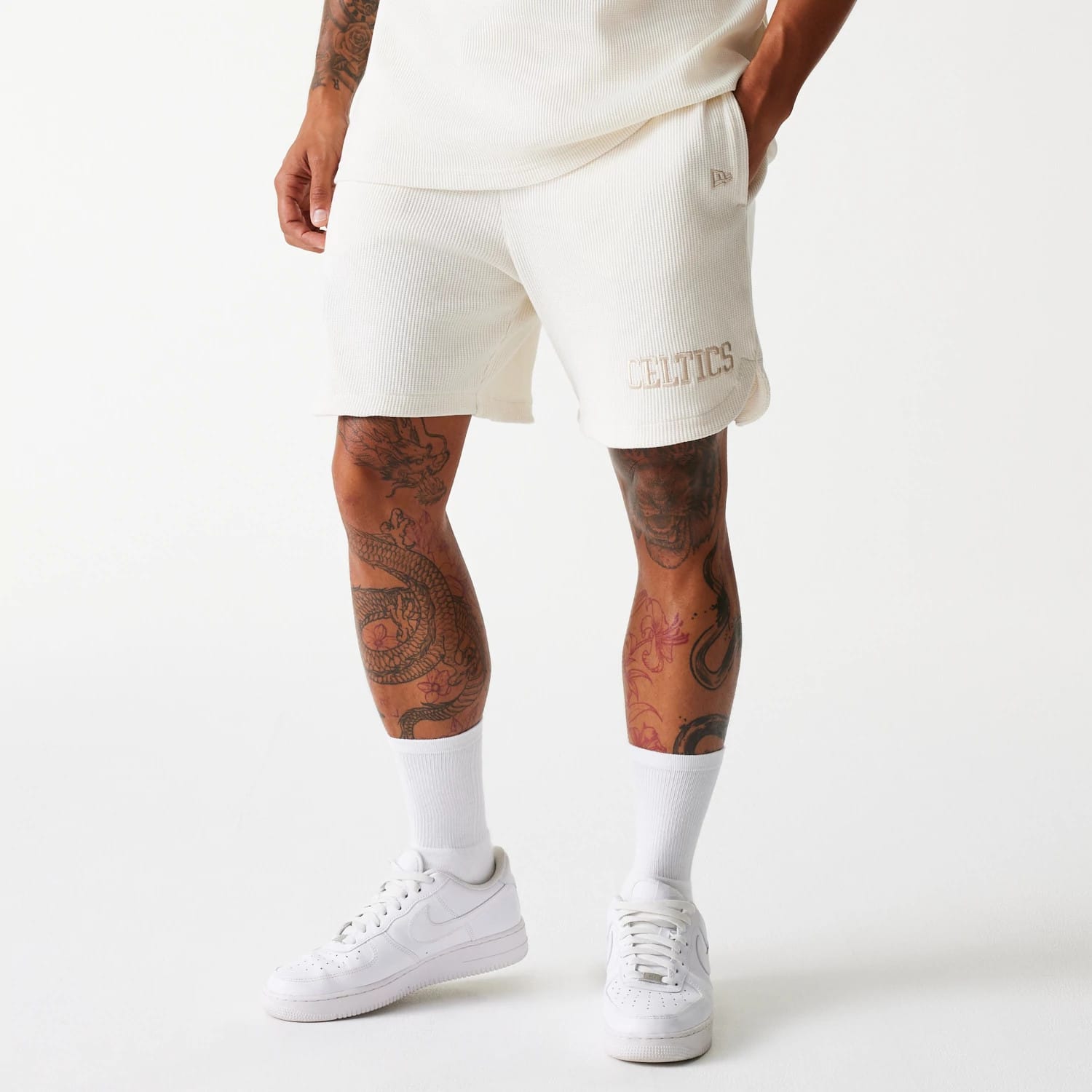Boston Celtics NBA Waffle Open White Shorts-kentox
