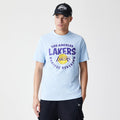 LA Lakers NBA Bubble Wordmark Pastel Blue T-Shirt-kentox