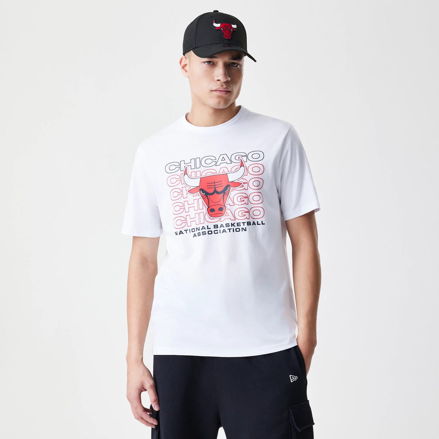 Chicago Bulls NBA Stack Wordmark White T-Shirt-kentox