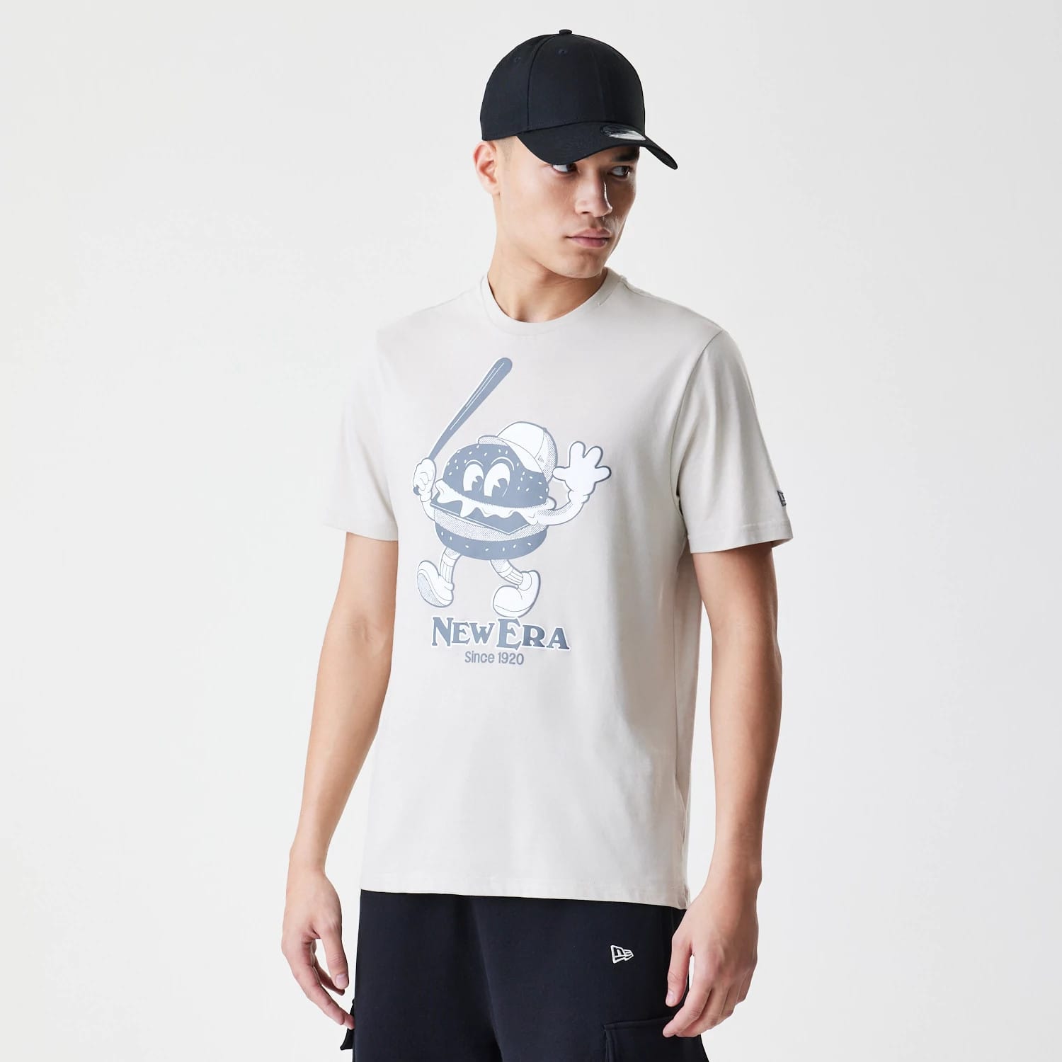 New Era Burger Graphic Cream T-Shirt-kentox