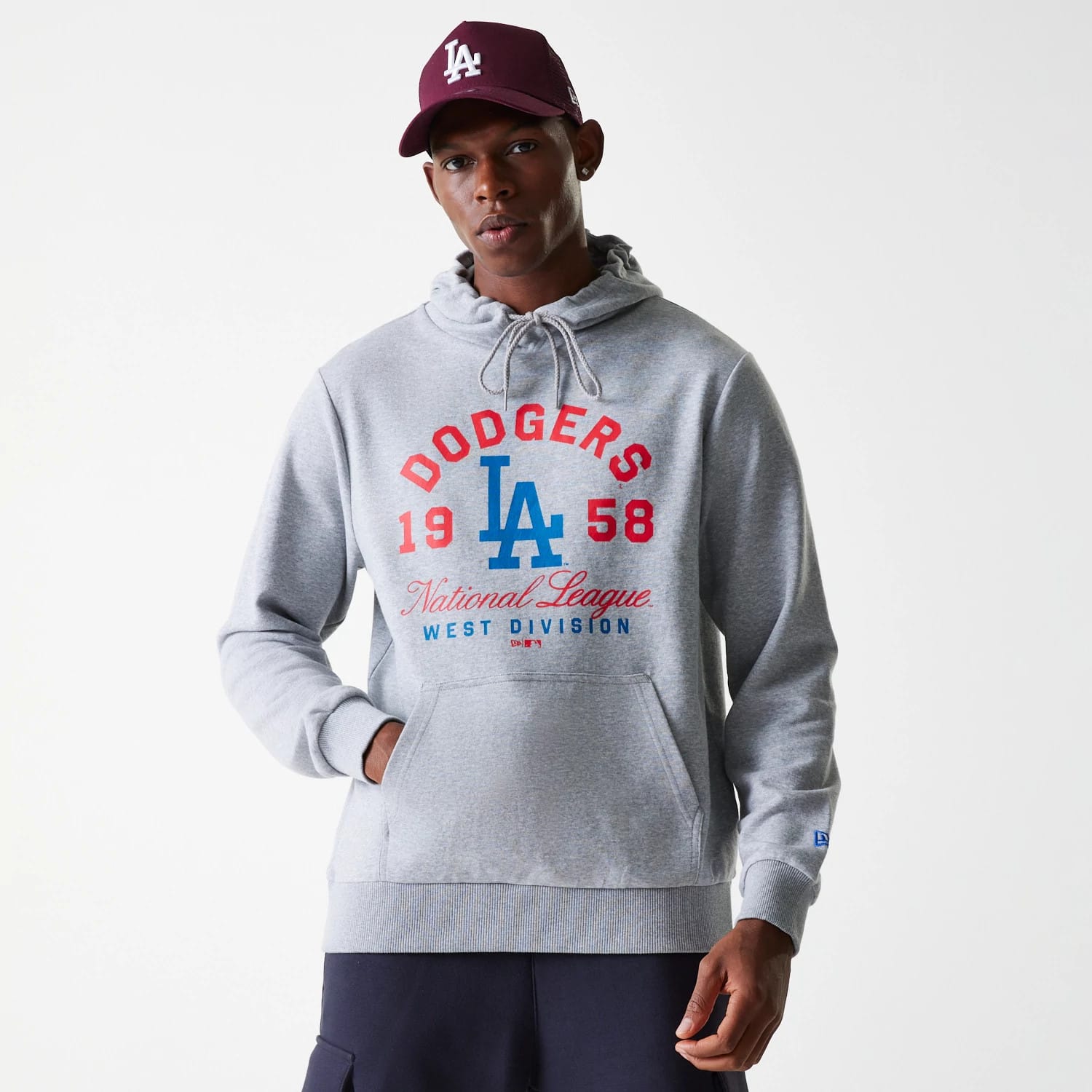 LA Dodgers MLB Wordmark Grey Pullover Hoodie-kentox