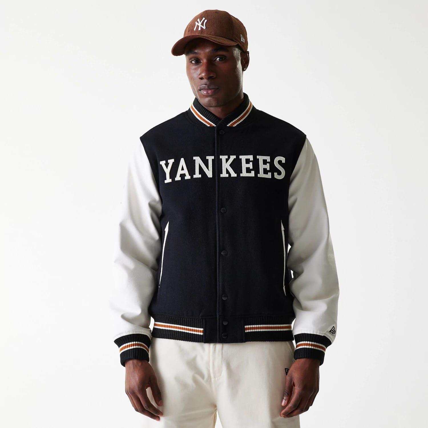 New York Yankees MLB Wordmark Black Varsity Jacket-kentox