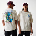 LA Dodgers MLB Baseball Graphic Light Beige Oversized T-Shirt-kentox