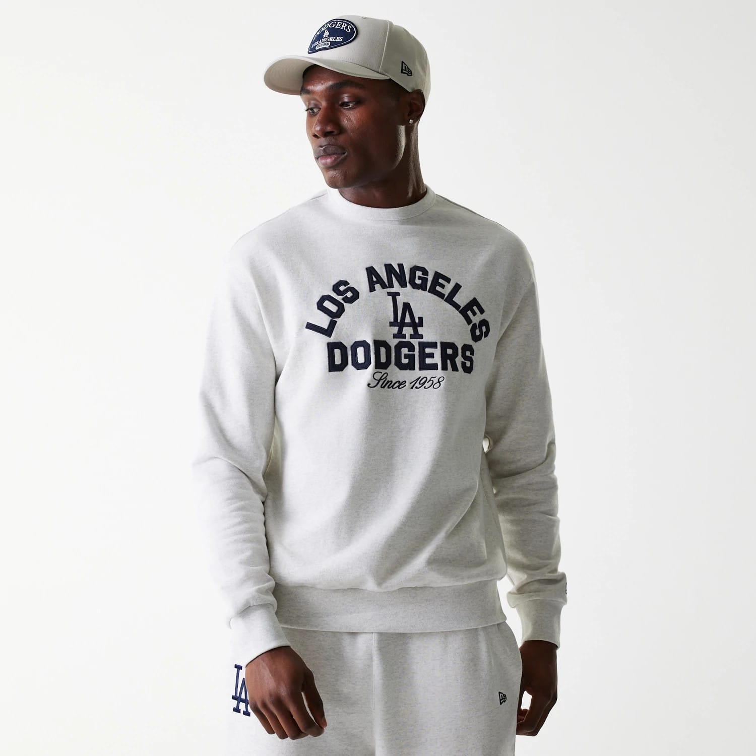 LA Dodgers MLB Heritage Pastel Grey Oversized Crew Neck Sweater-kentox