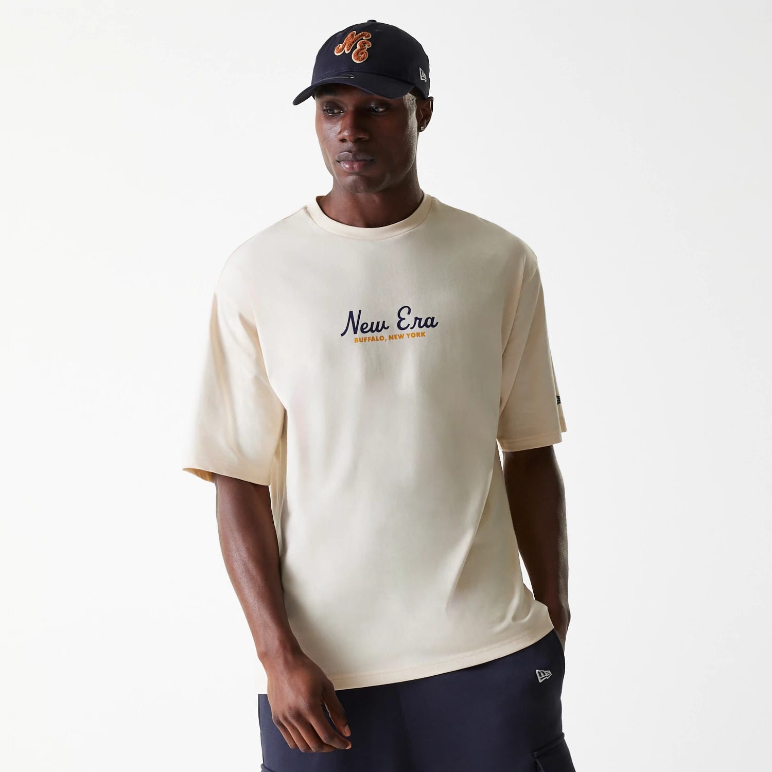 New Era Animal Graphic Light Beige Oversized T-Shirt-kentox