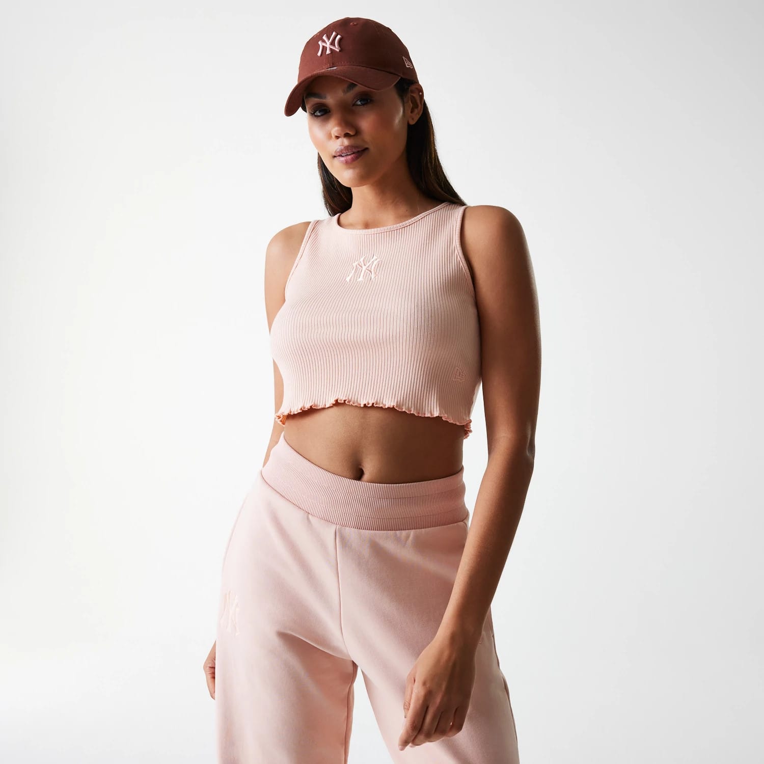 New York Yankees Womens MLB Rib Pastel Pink Rib Tank Top-kentox