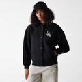 LA Dodgers Womens MLB Black Oversized Sherpa Bomber Jacket-kentox