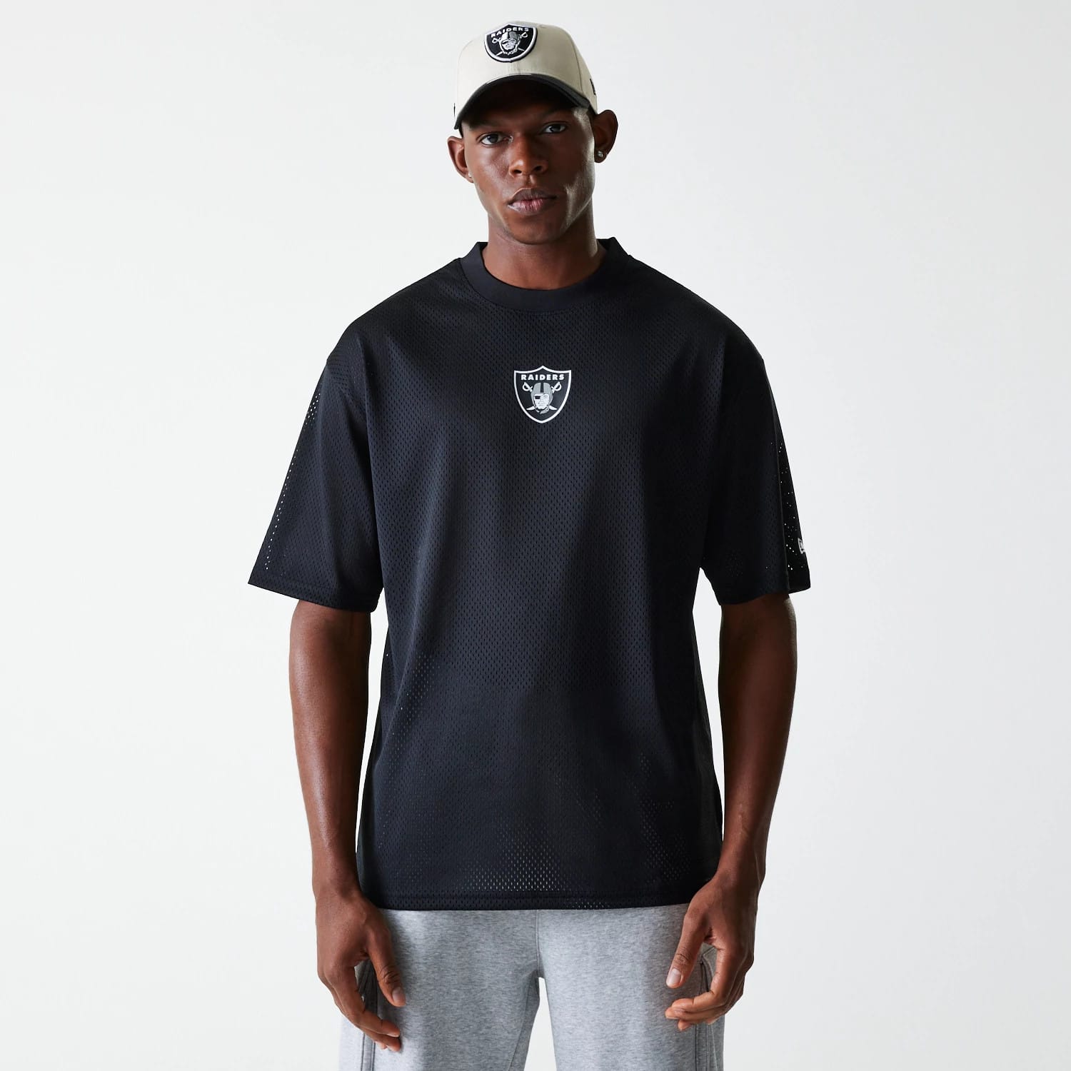 Las Vegas Raiders NFL Essentials Black Oversized Mesh T-Shirt-kentox