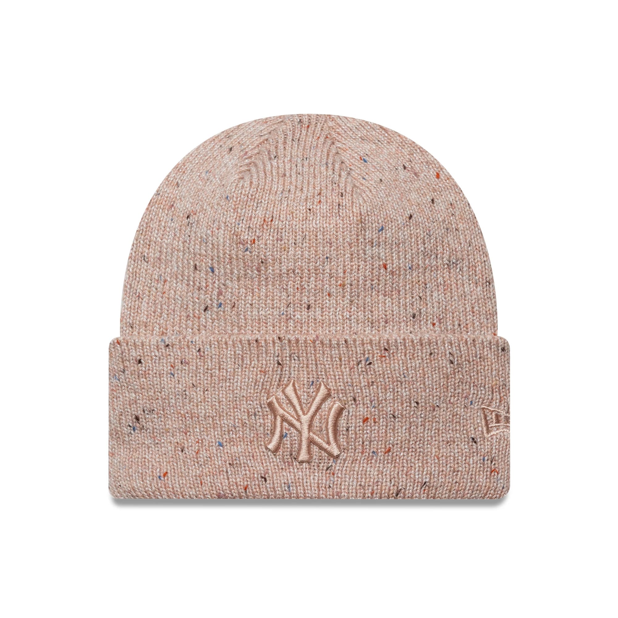 New York Yankees Womens MLB Glitter Pastel Pink Cuff Knit Beanie Hat-kentox