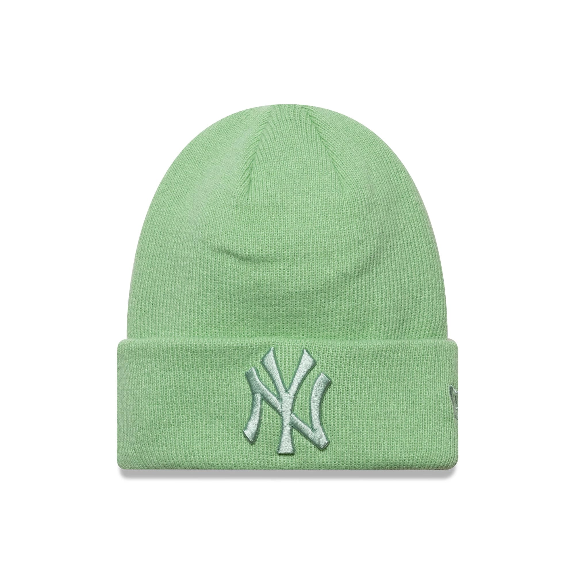 New York Yankees Youth MLB League Essential Pastel Green Cuff Knit Beanie Hat-kentox