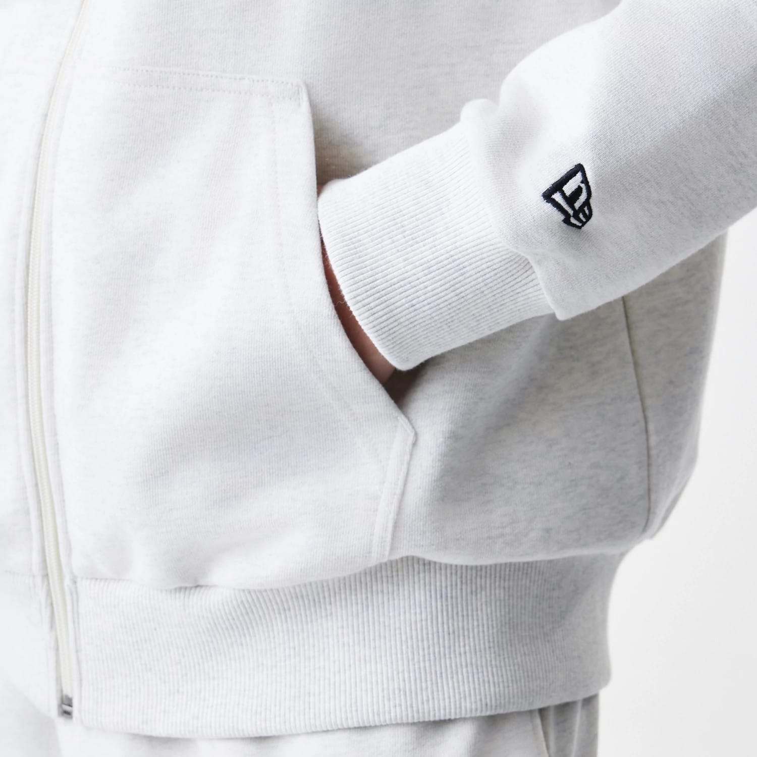 New Era Premium Essential Pastel Grey Oversized Full Zip Hoodie-kentox