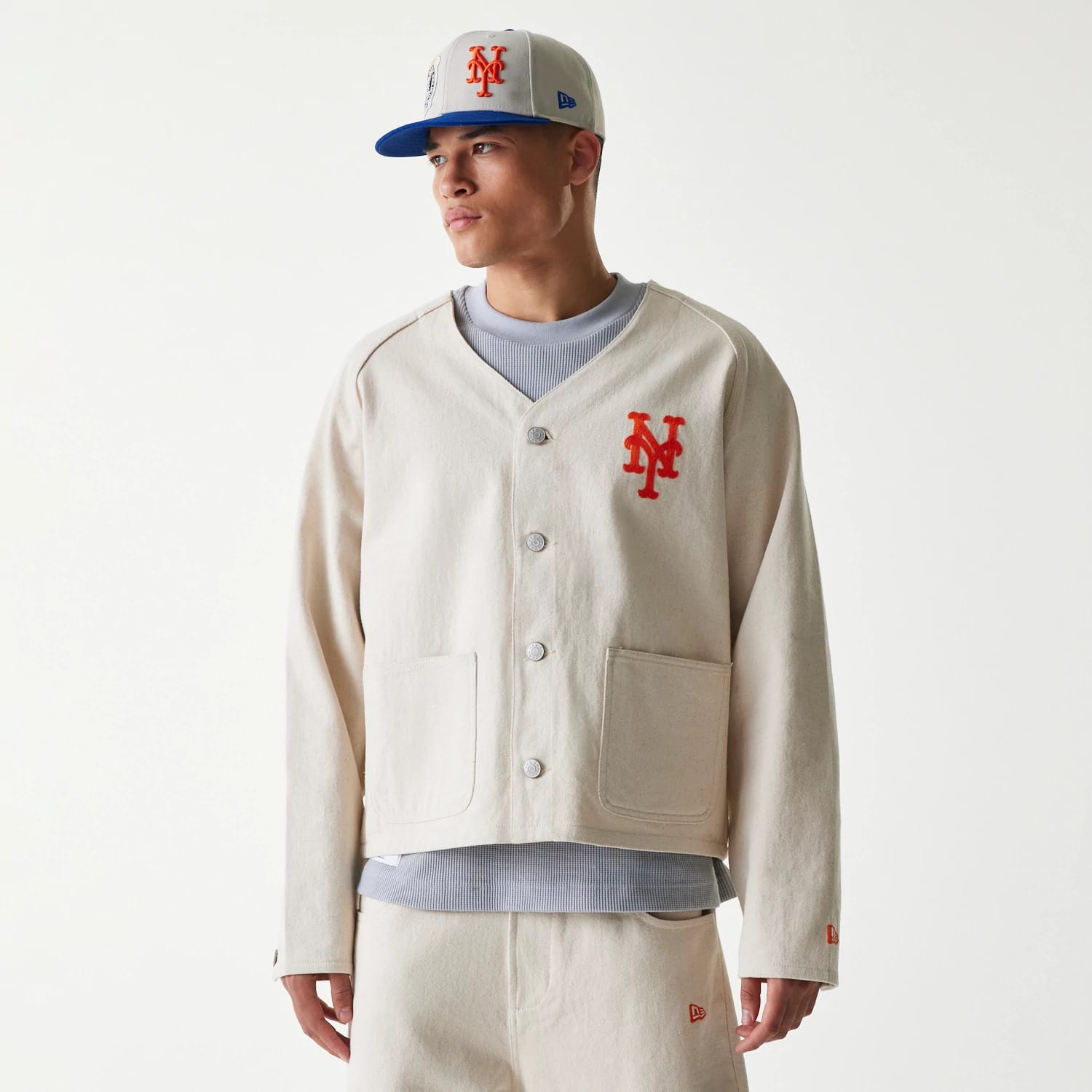 New York Mets MLB Cotton Open Cream Jacket-kentox