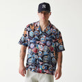 MLB Subway Series All Over Print Navy Short Sleeve Shirt-kentox